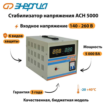 Однофазный стабилизатор напряжения Энергия АСН 5000 - Стабилизаторы напряжения - Однофазные стабилизаторы напряжения 220 Вольт - Энергия АСН - . Магазин оборудования для автономного и резервного электропитания Ekosolar.ru в Казани