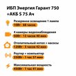 ИБП Энергия Гарант 750 + Аккумулятор S 75 Ач - 12В (450Вт - 91мин) - ИБП и АКБ - ИБП для котлов - . Магазин оборудования для автономного и резервного электропитания Ekosolar.ru в Казани