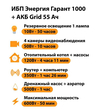 ИБП для котла Энергия Гарант 1000 + Аккумулятор Grid 55 Ah 12 v (600Вт - 50мин) - ИБП и АКБ - ИБП для котлов - . Магазин оборудования для автономного и резервного электропитания Ekosolar.ru в Казани